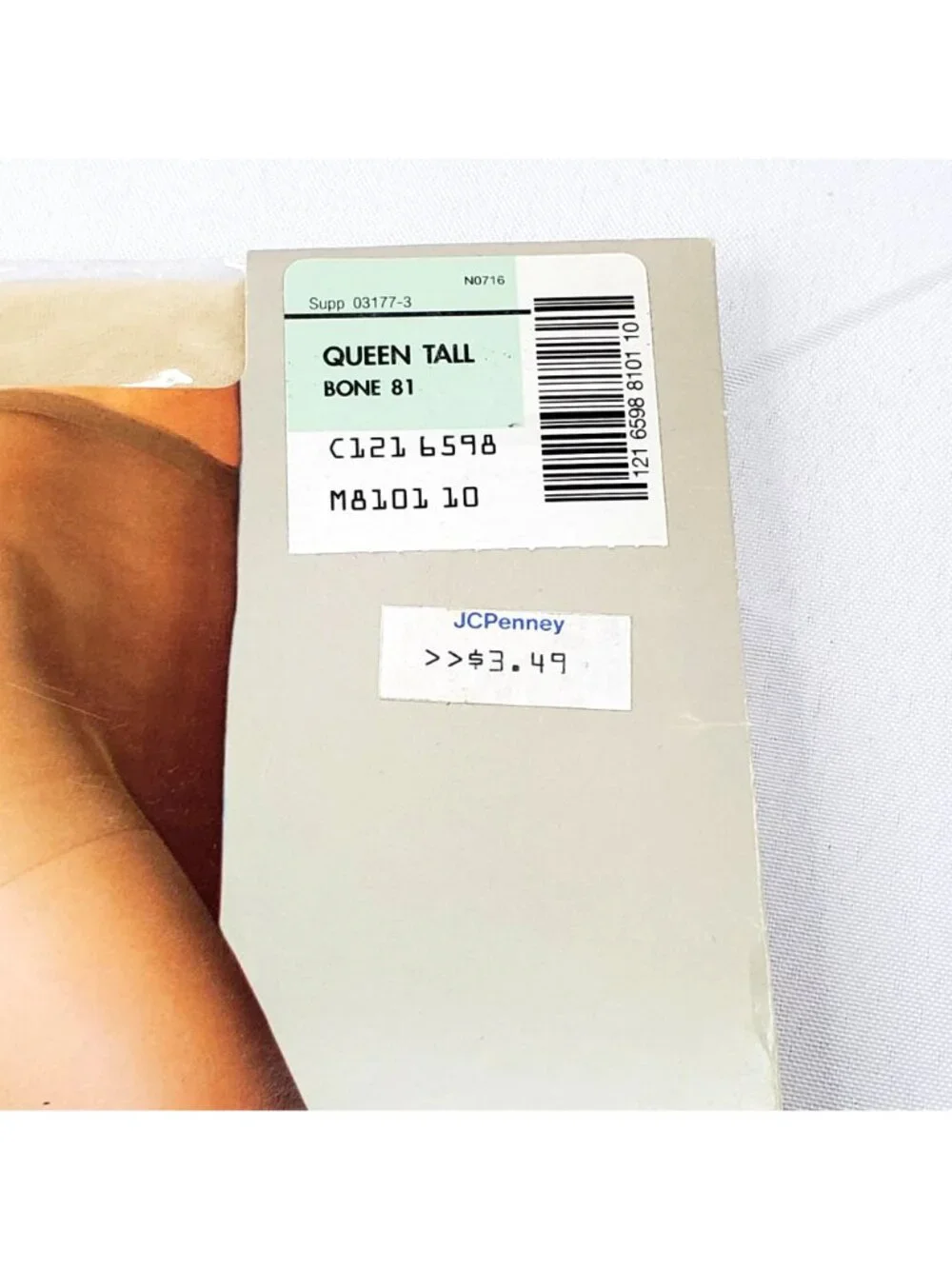 VTG Sheerest Support Queen Tall Pantyhose Reinforced Toe Extra Sheer Bone Color